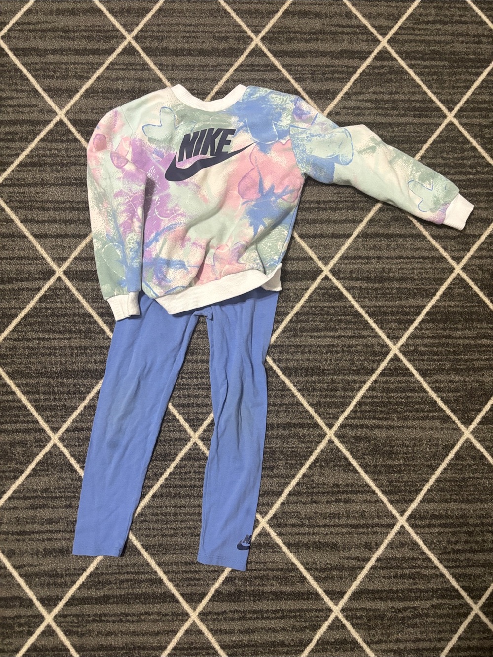 Nike Kids Pastel Tie-Dye Sweatshirt & Blue Leggings Set
